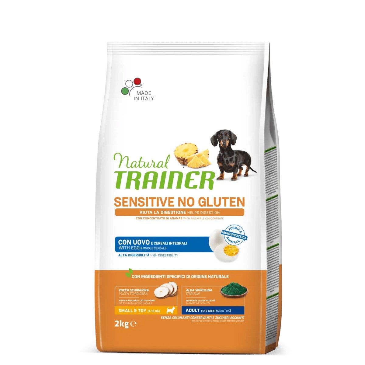 Natural Trainer Sensitive No Gluten Small & Toy Adult Con Uovo E Cereali Integrali Per Cani Toy 2kg-1
