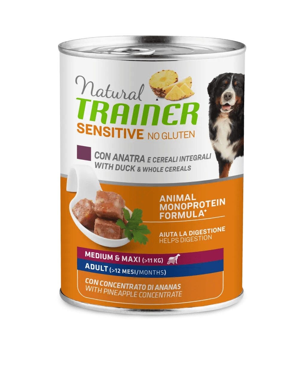 Natural Trainer Cane Sensitive No Gluten Medium & Maxi Adult con Anatra e Cereali 400g-1