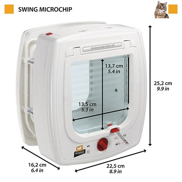 Swing Microchip Portina Per Gatti Con Sistema D'apertura A Microchip Colore Bianco-2