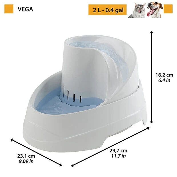 Ferplast Vega Sanitized Fontanella Per Gatti E Cani Di Piccola Taglia 2l-2
