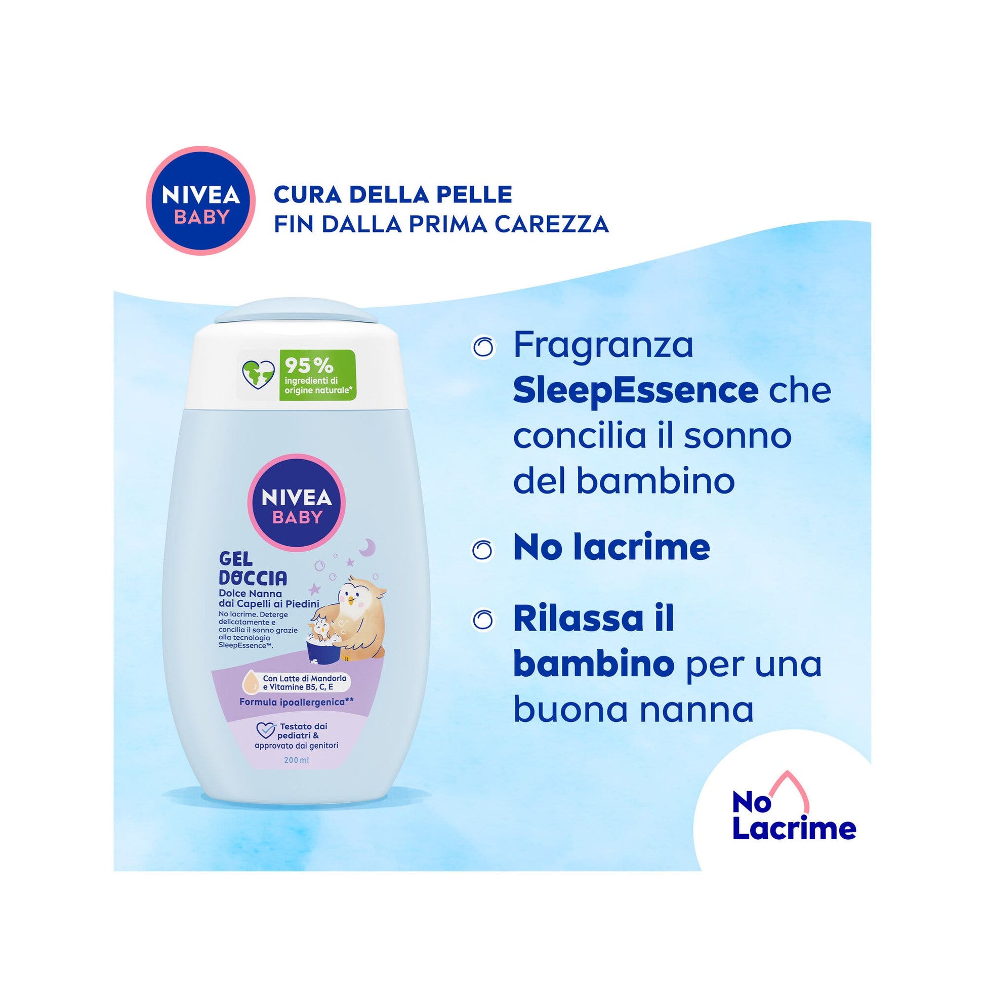 Nivea Baby Gel Doccia Dolce Nanna Dai Capelli Ai Piedini 200ml Detergente Neonato Corpo E Capelli-4