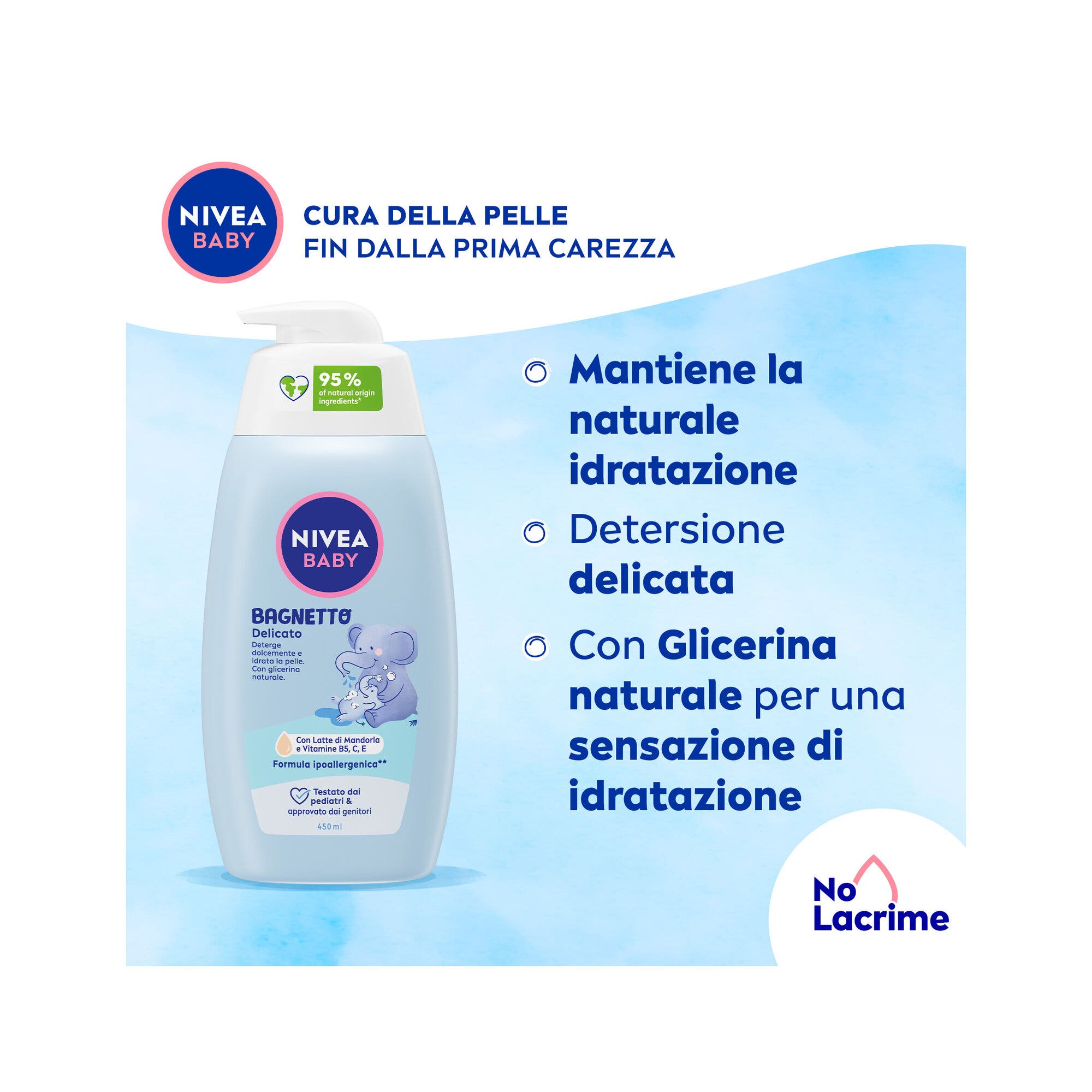 Nivea Baby Bagnetto Delicato 450 ml Detergente Neonato Per Una Detersione Delicata E Idratante-3