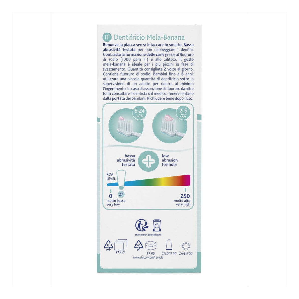Chicco Dentifricio 6-24 Mesi Gusto Mela-Banana Con Fluoro 50ml-6