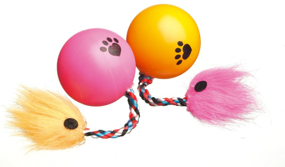 Gioco per Gatti Pallina con Corda e Peluche 3,5cm 1 Pezzo