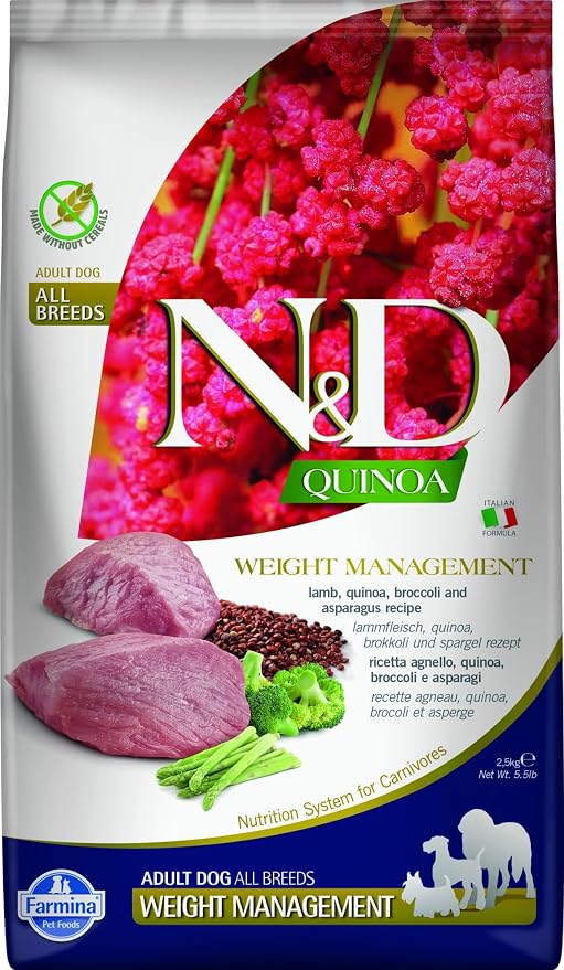 N&d Quinoa Canine Weight Management Lamb Quinoa Broccoli And Asparagus Adult All Breeds 2,5 kg