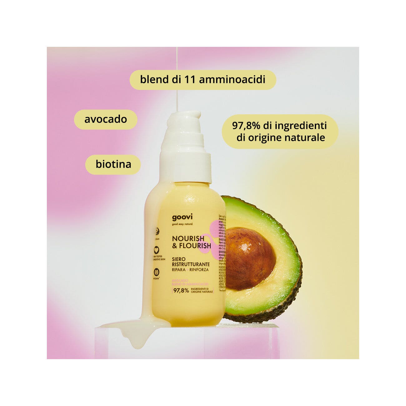 Goovi Nourish & Flourish Siero Ristrutturante Per Capelli 100ml-2