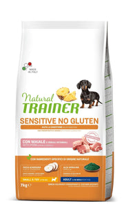 Natural Trainer Cane Sensitive No Gluten Mini Adult con Maiale 7kg-1