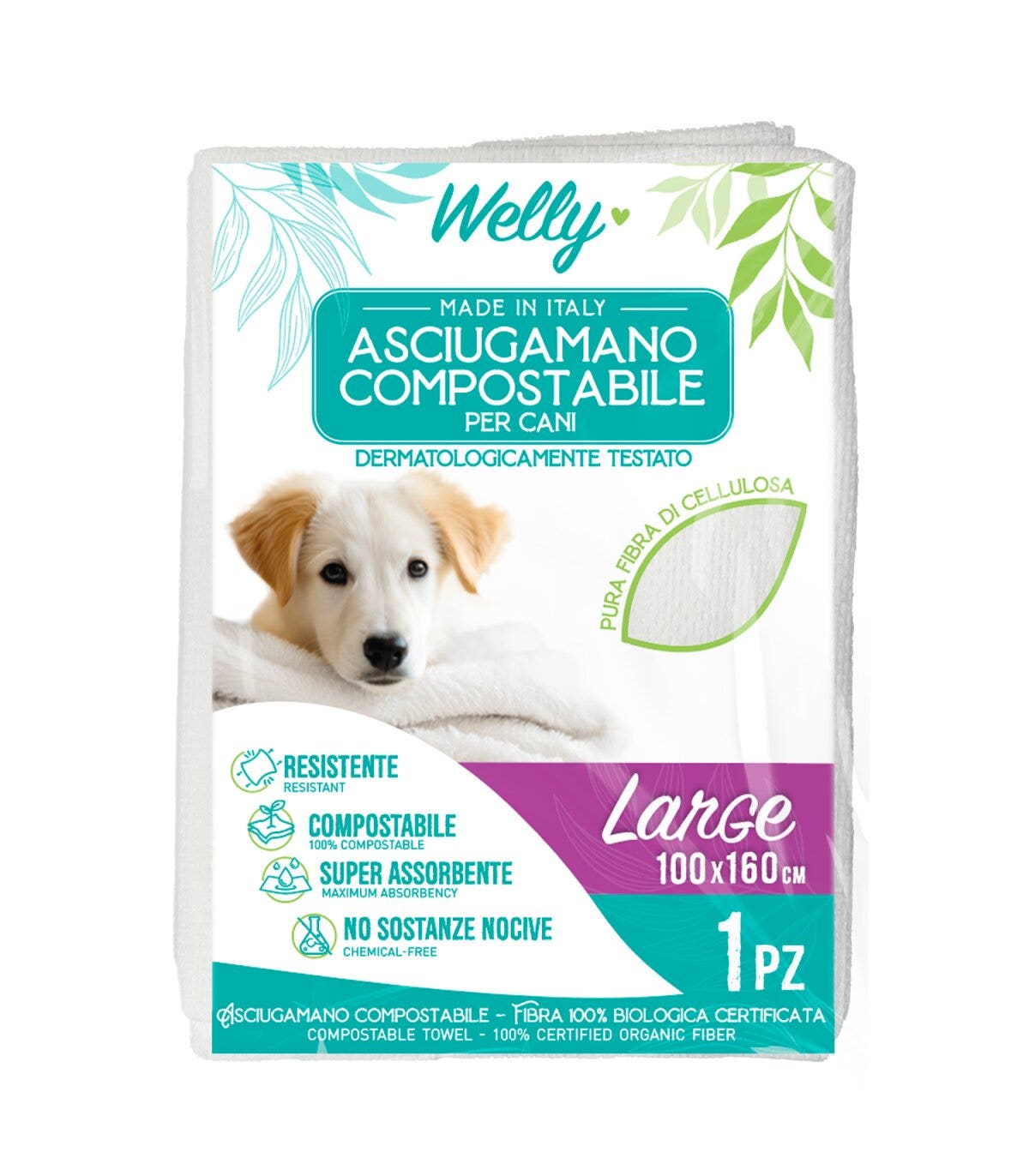 Welly Asciugamano Compostabile Large 100x160 Cm 1 Pezzo-1