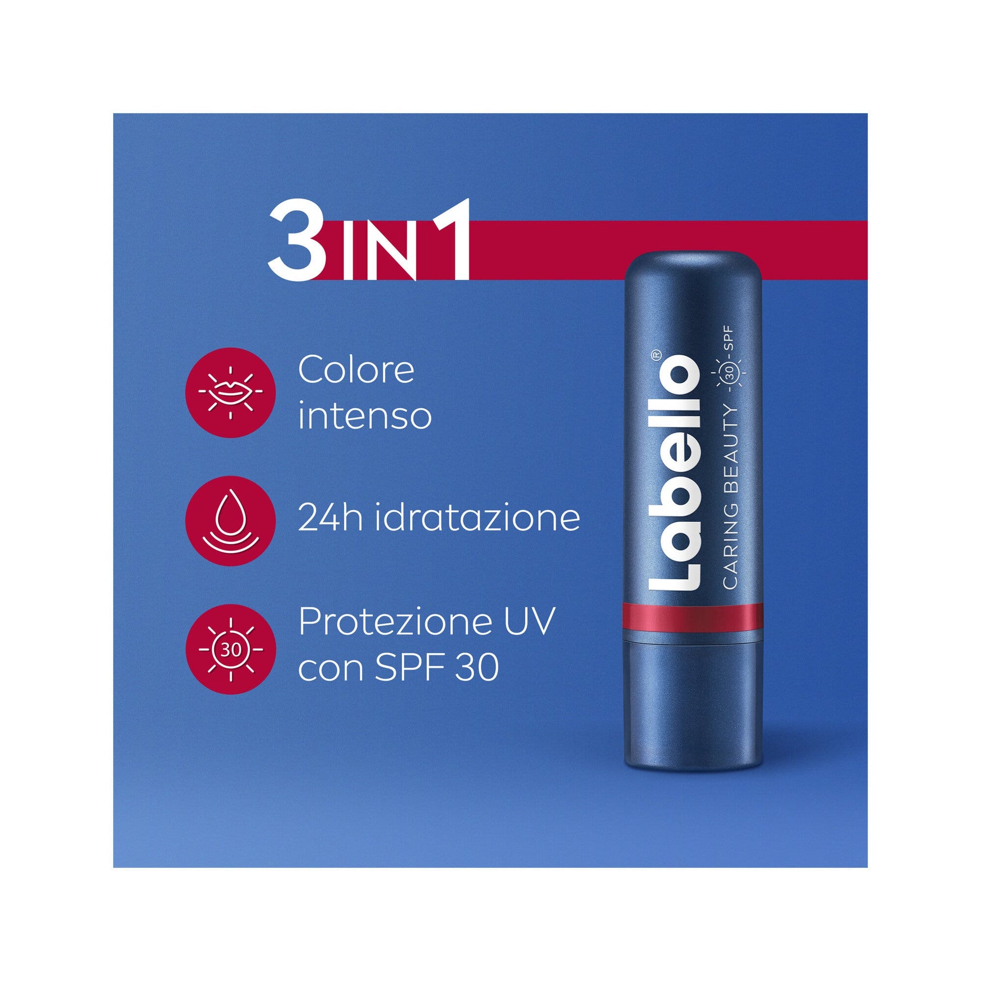 Labello Caring Beauty Lip & Cheek Red Spf30 Burrocacao Labbra E Guance Colorato Rosso 4,8g-2