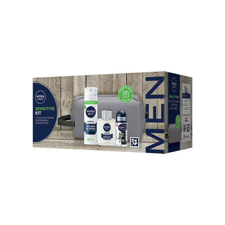 Nivea Men Sensitive Cofanetto Schiuma 200ml + Balsamo 100ml + Deo 50ml + Travel Bag-1