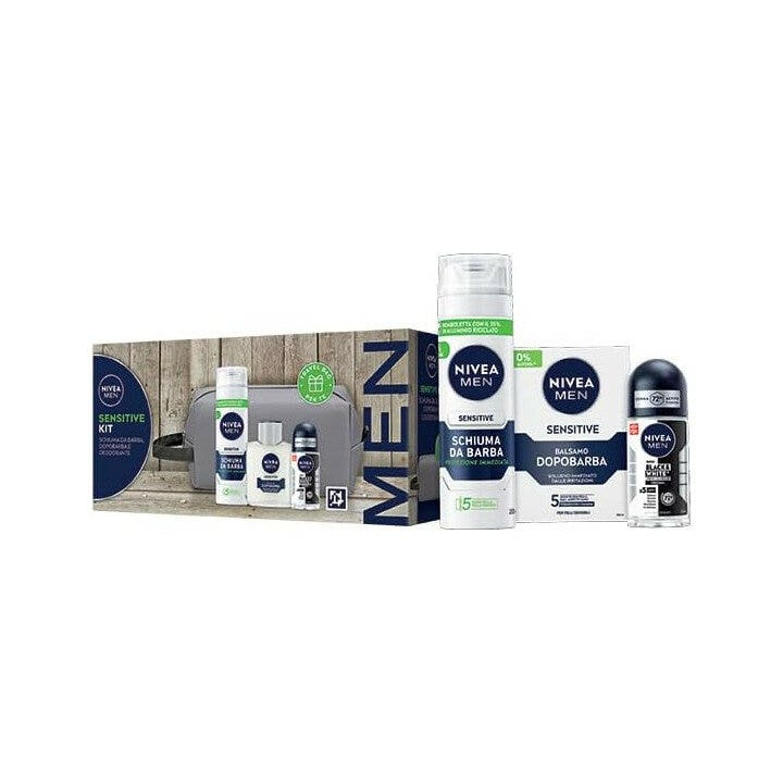 Nivea Men Sensitive Cofanetto Schiuma 200ml + Balsamo 100ml + Deo 50ml + Travel Bag-1