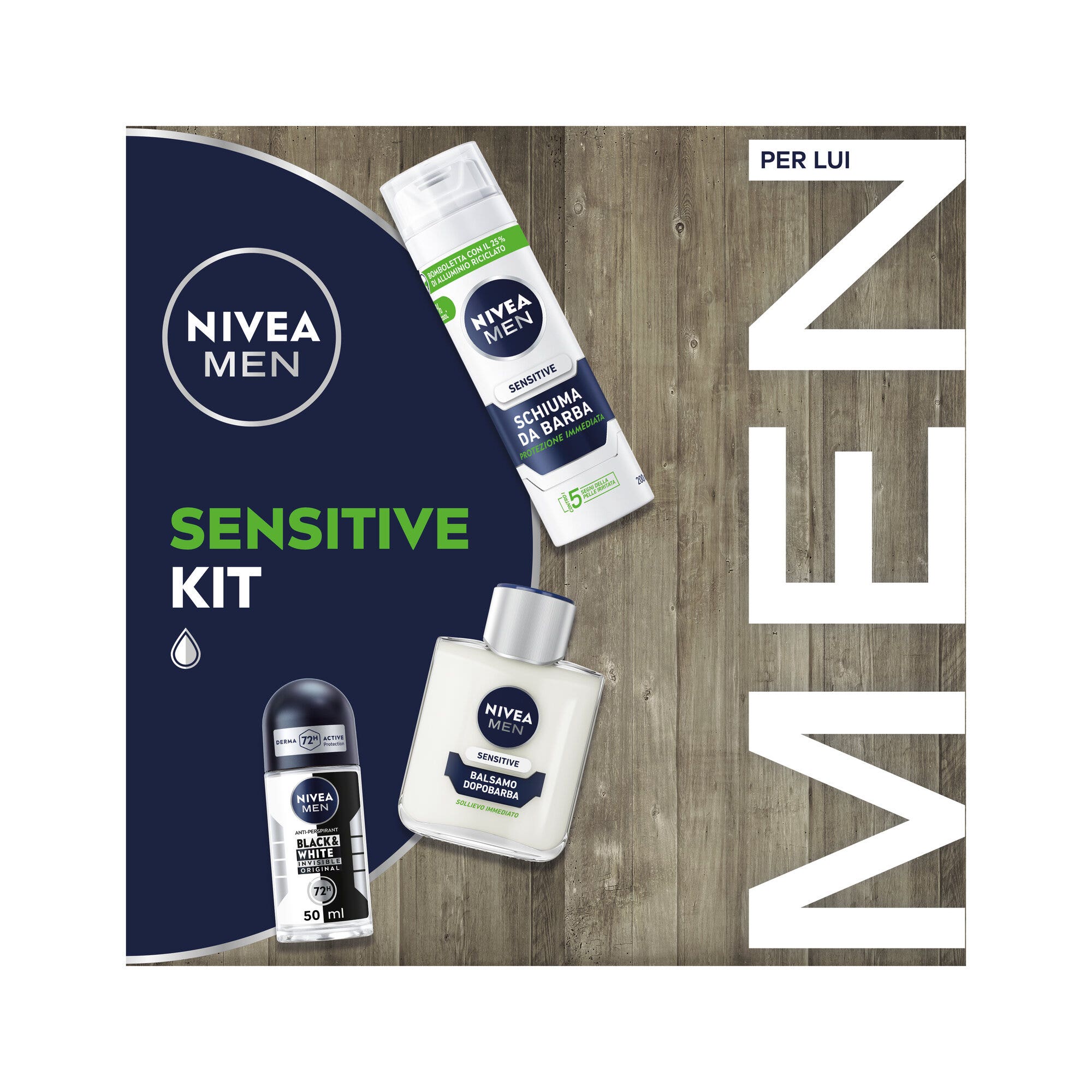 Nivea Men Sensitive Cofanetto Schiuma 200ml + Balsamo 100ml + Deo 50ml + Travel Bag-2