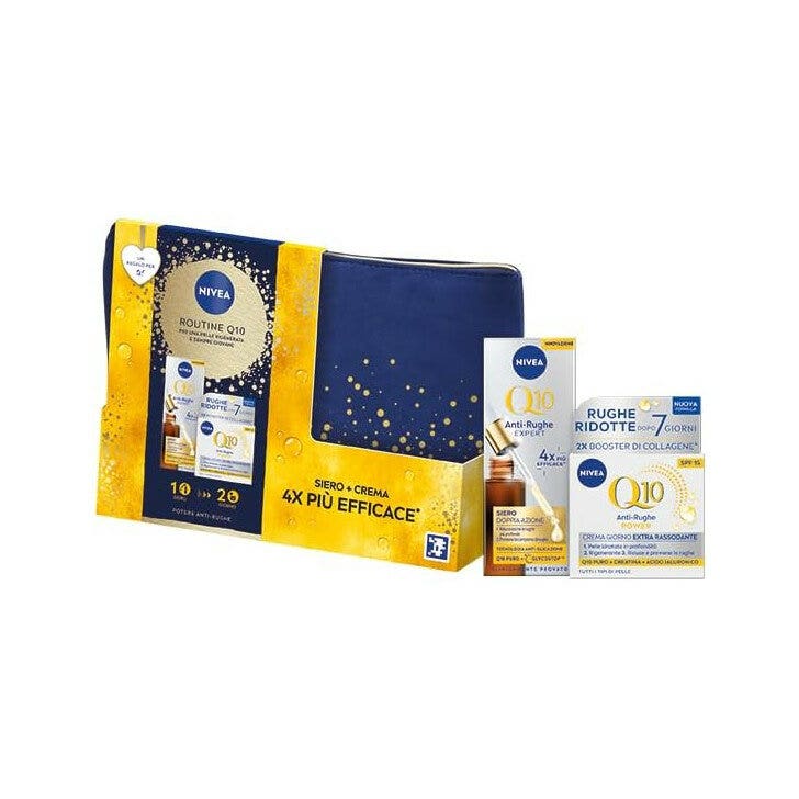 Nivea Routine Q10 Cofanetto Crema Viso 50ml + Siero Viso 30ml + Travel Bag-1