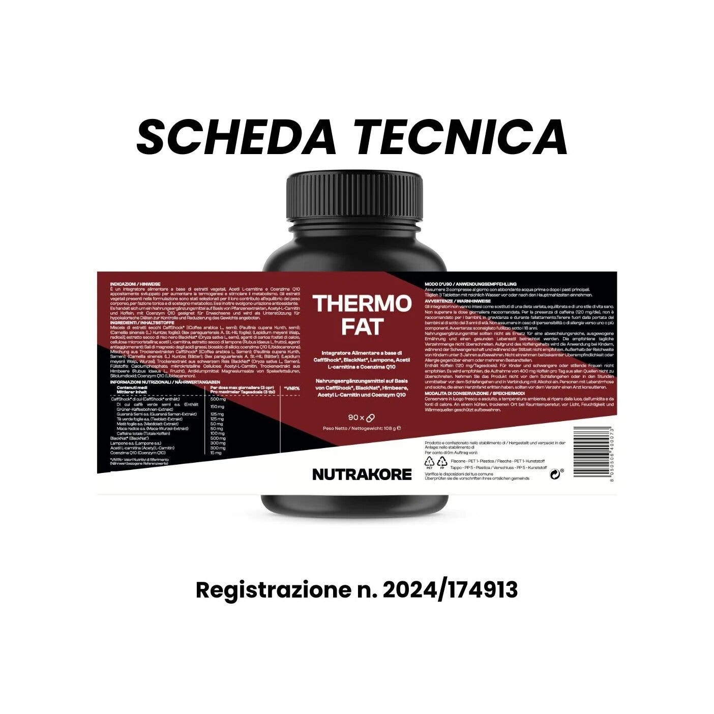 Nutrakore Thermofat Brucia grassi Con tecnologia CaffShock e BlackNat 90 Compresse-6