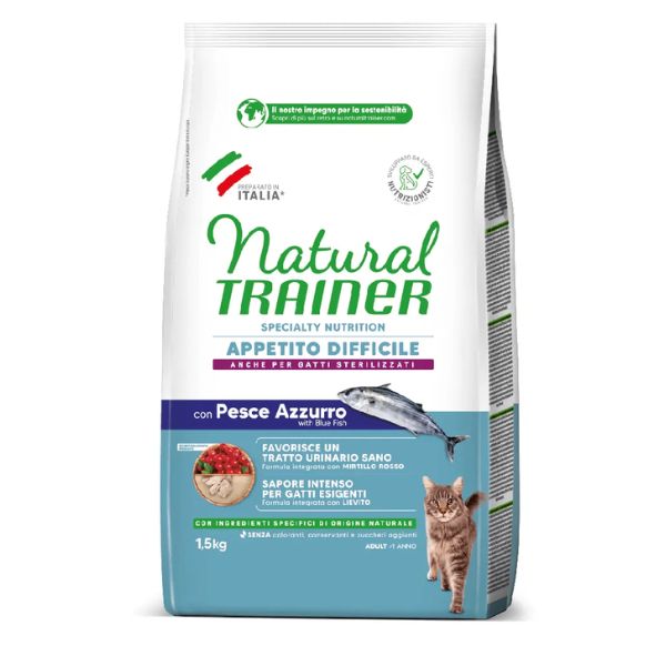 Natural Trainer Cat Adult Appetito Difficile con pesce azzurro 1,5 Kg