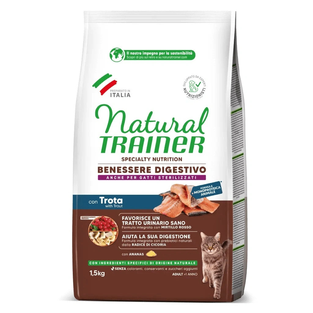 Natural Trainer Cat Youn Sterilised Trout 1,5Kg