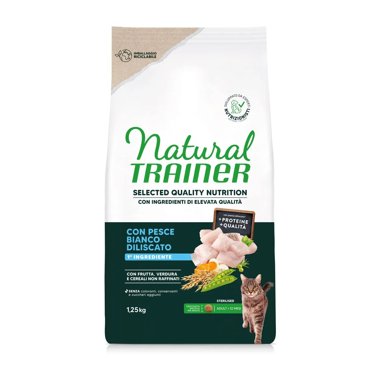 Natural Trainer Cat Sqn Healthy Gain Ster Whte Fish 300 g