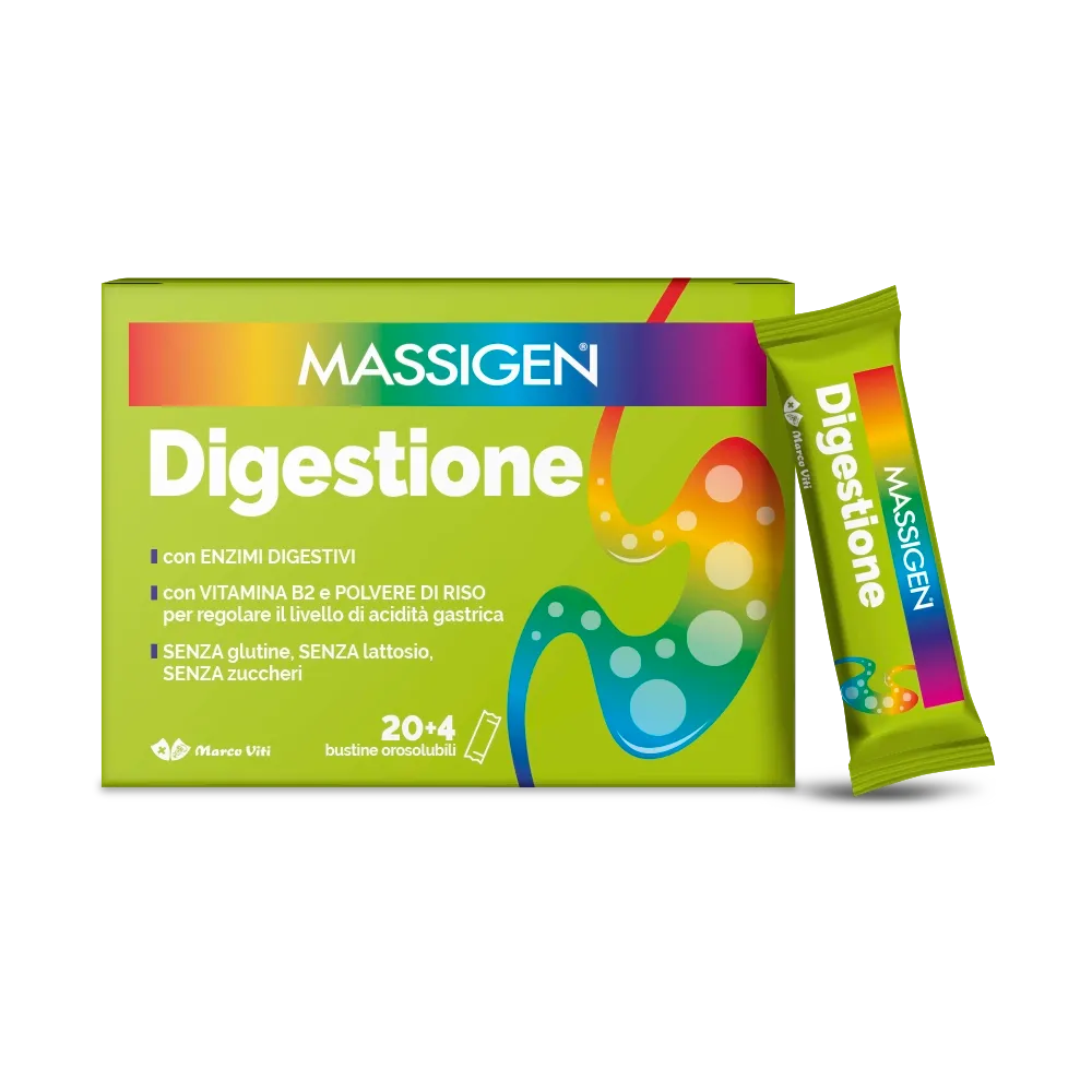 Massigen Digestione Bustine Orosolubili con Enzimi Digestivi 24 Bustine