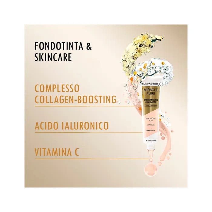 Max Factor Fondotinta Viso Miracle Pure Shade 50 Natural Rose-3