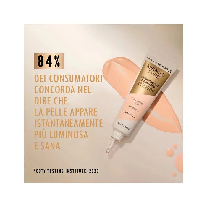 Max Factor Fondotinta Viso Miracle Pure Shade 80 Bronze-4