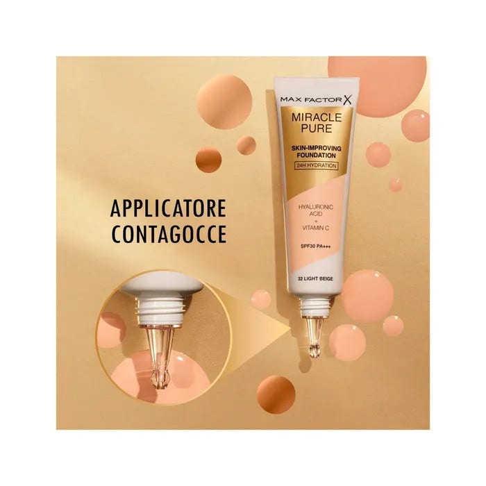 Max Factor Fondotinta Viso Miracle Pure Shade 80 Bronze-6