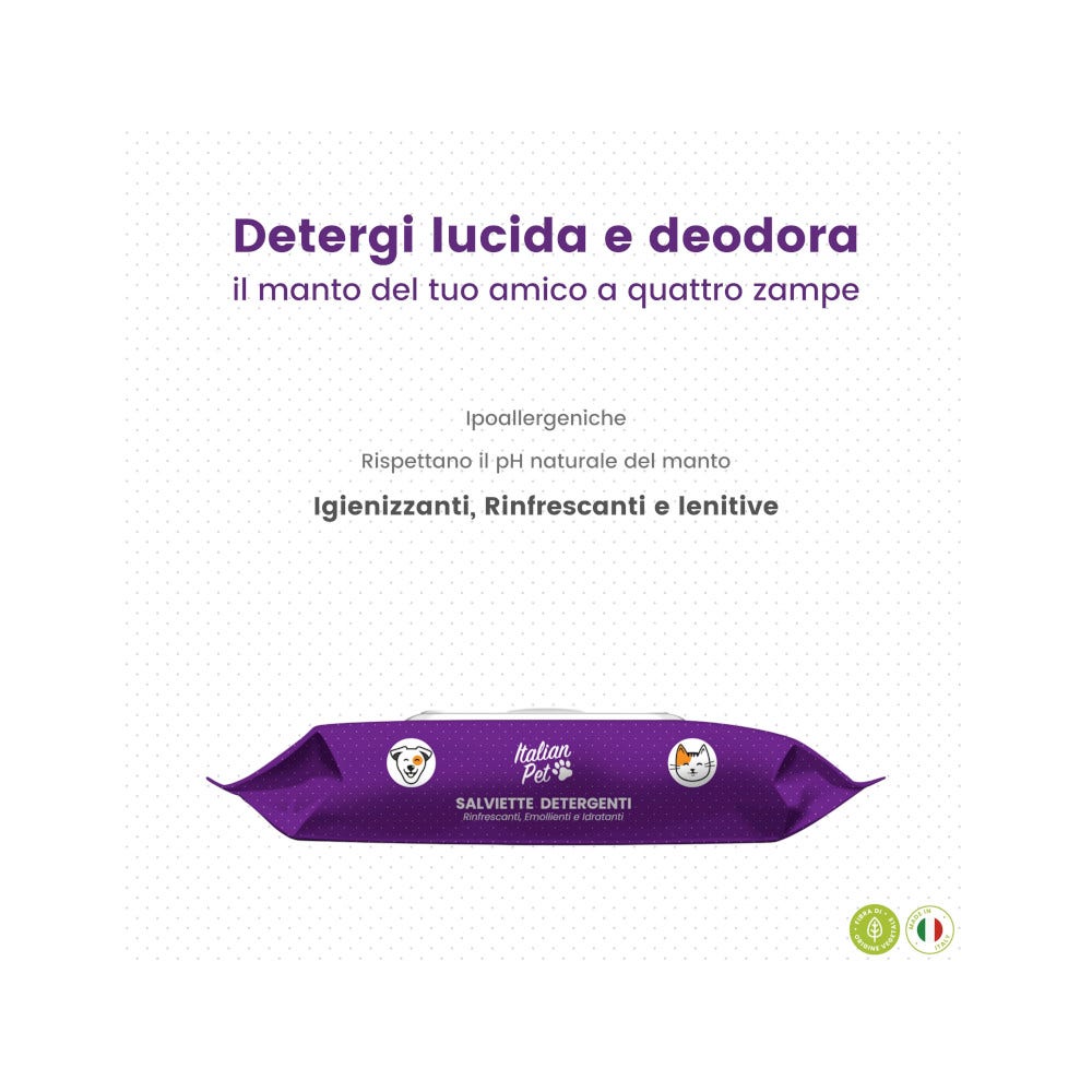 Italian Pet Salviettine Biodegradabili Aloe Vera/Lavanda Per Cani/Gatti 15x19cm 50 Pezzi-1