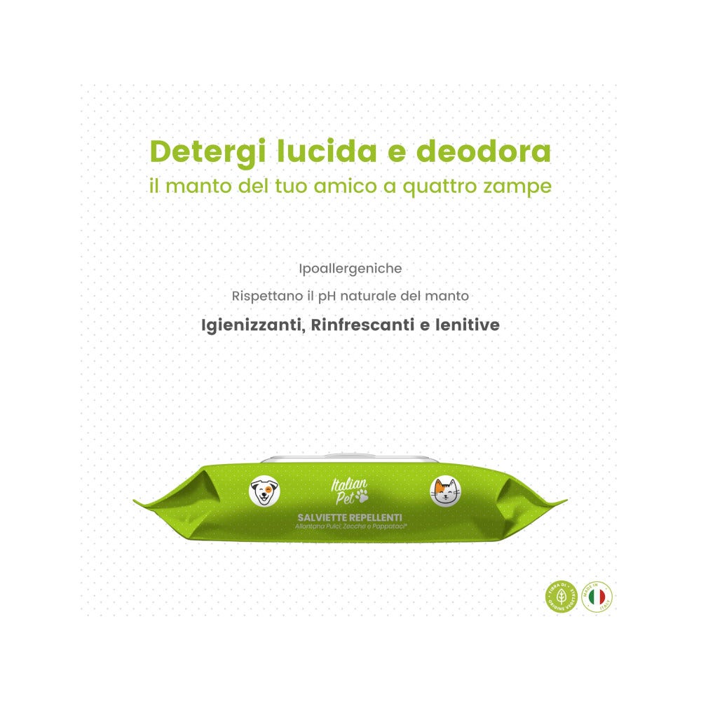 Italian Pet Salviettine Biodegradabili Olio Di Neem Per Cani/Gatti 20x30cm 50 Pezzi-2