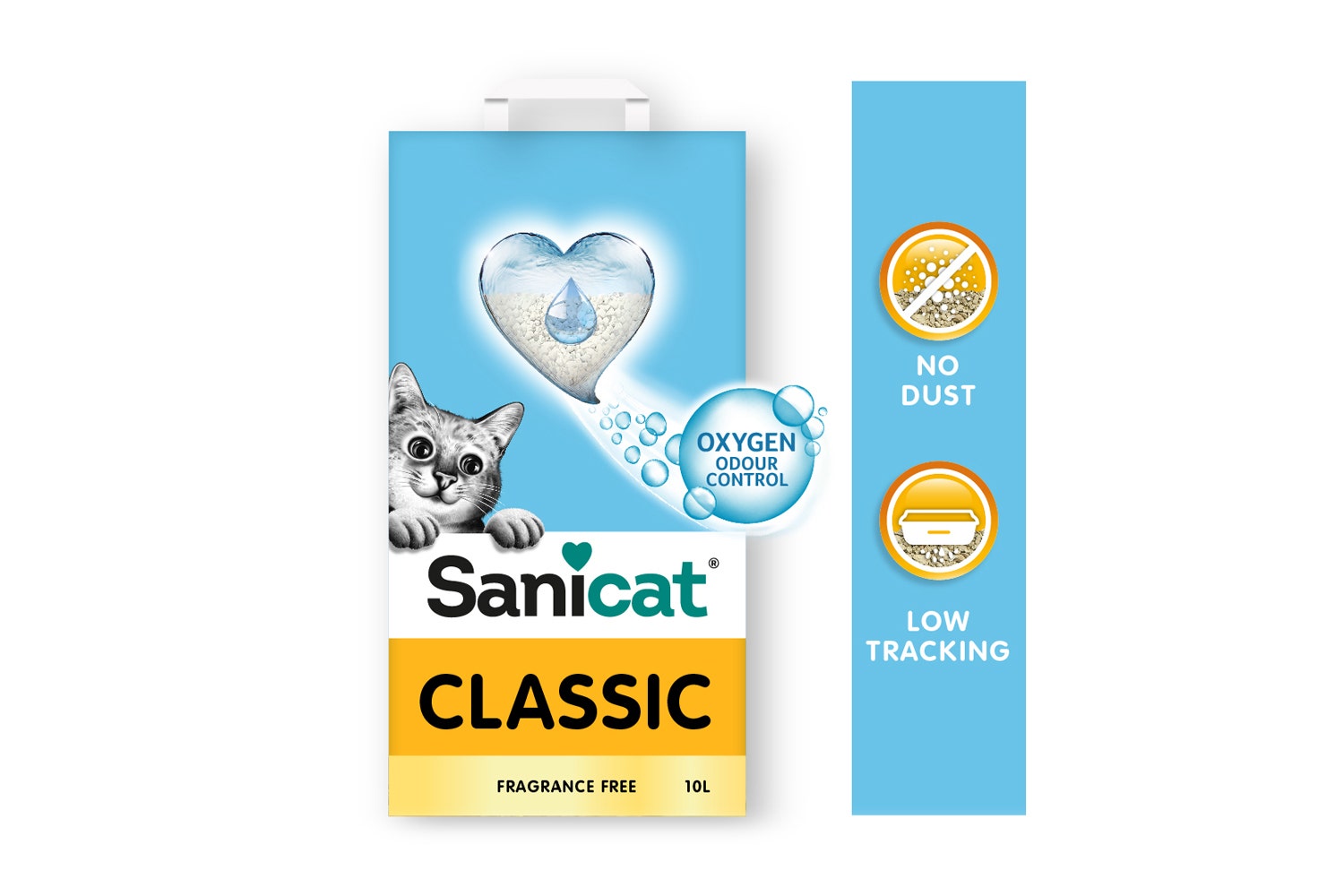 Sanicat Classic Lettiera Minerale Assorbente Senza Profumo Per Gatti 10L-1