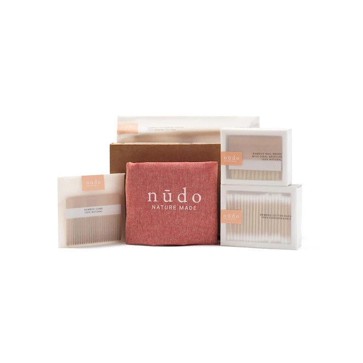 Nudo Kit Bamboo Essentials Cotton Fioc + Spazzolino Denti + Pettine + Spazzola Unghie + Shopper In Cotone-0