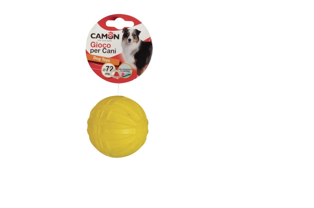 Camon Gioco Per Cani Palla In Eva Colore Giallo 7,2cm-2