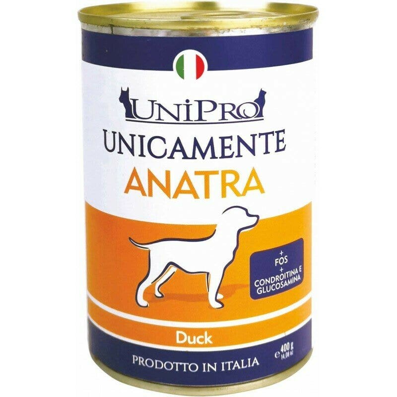 Unipro Unicamente Anatra Cibo Umido Cani Adulti Barattolo 400g-1