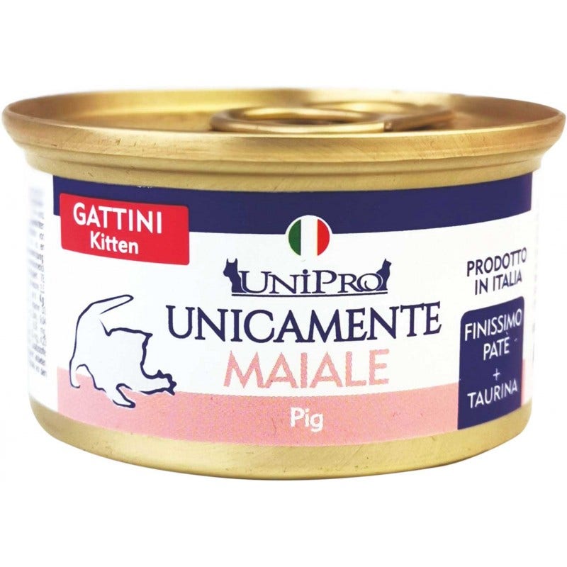 Unipro Unicamente Maiale Cibo Umido Gattini Barattolo 85g-1