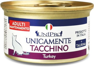 Unipro Unicamente Tacchino Cibo Umido Gatti Adulti Barattolo 85g-1