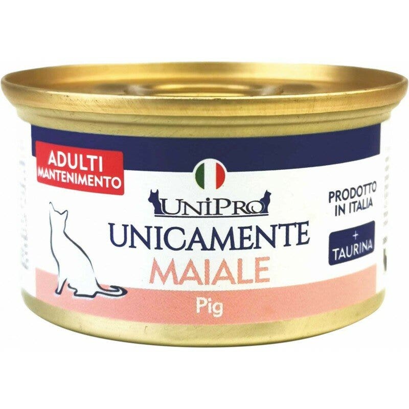 Unipro Unicamente Maiale Cibo Umido Gatti Adulti Barattolo 85g-2
