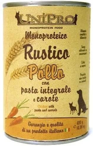 Unipro Rustico Pollo Pasta Integrale Carote Cibo Cane Adulto Barattolo 400g-1