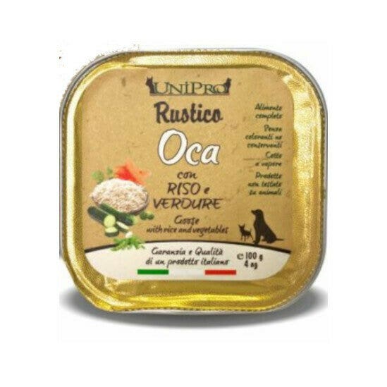 Unipro Rustico Cibo Umido Oca Riso E Verdure Per Cani Vaschetta 100g-1