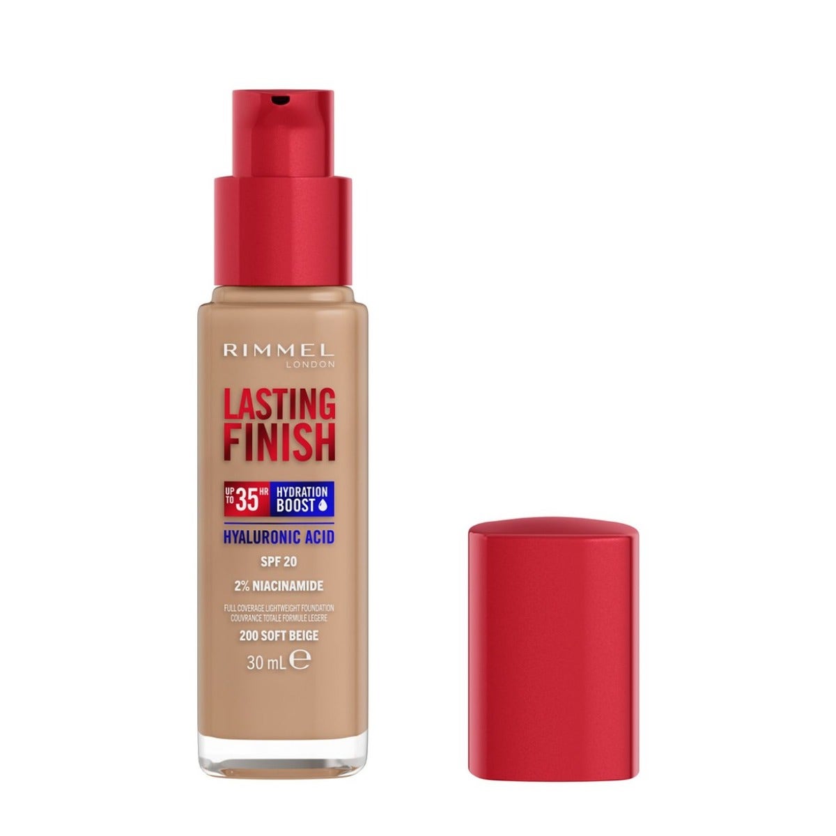 Rimmel Fondotinta Lasting Finish 35h Con Acido Ialuronico 200 Soft Beige 30ml-2