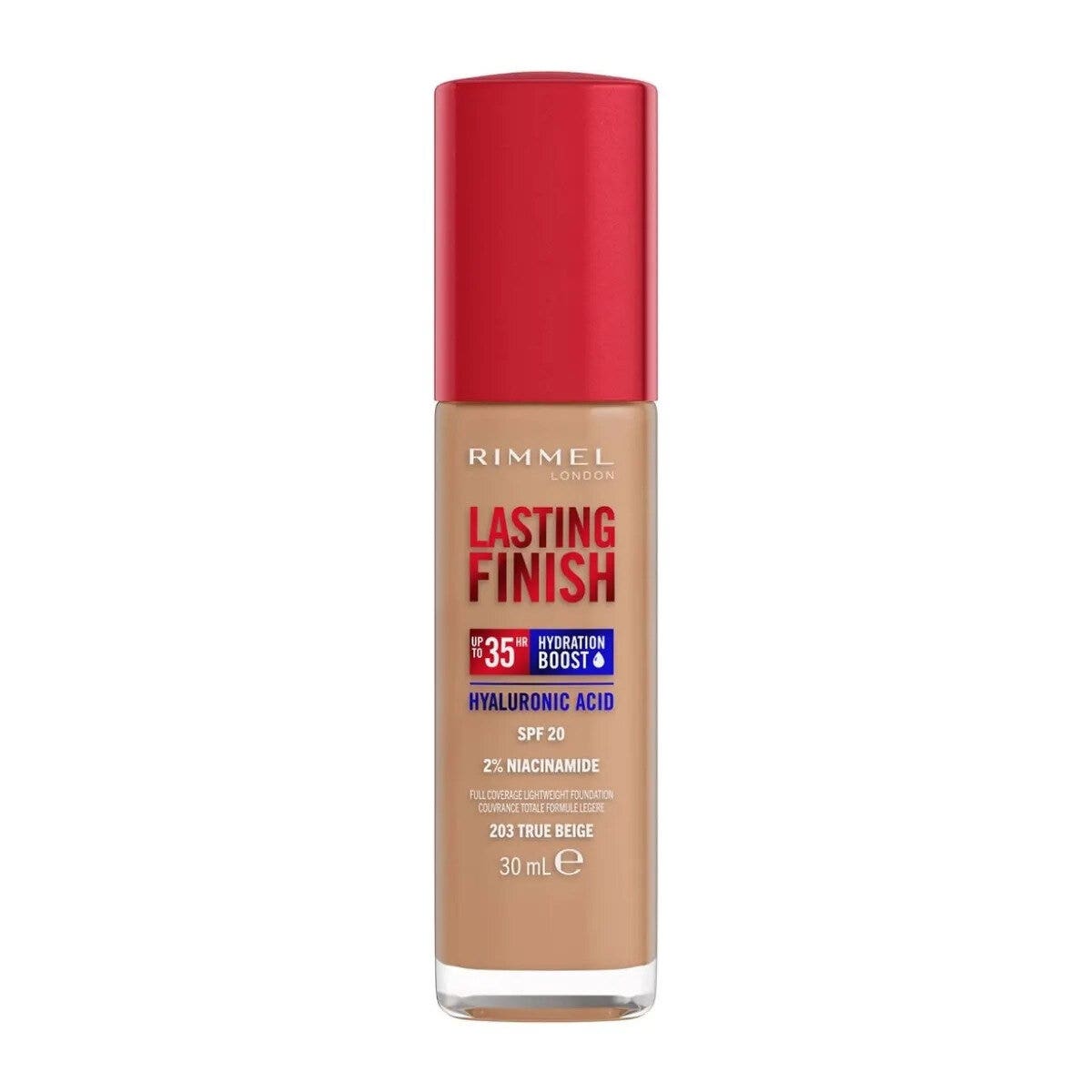 Rimmel Fondotinta Lasting Finish 35h Con Acido Ialuronico 203 True Beige 30ml-4