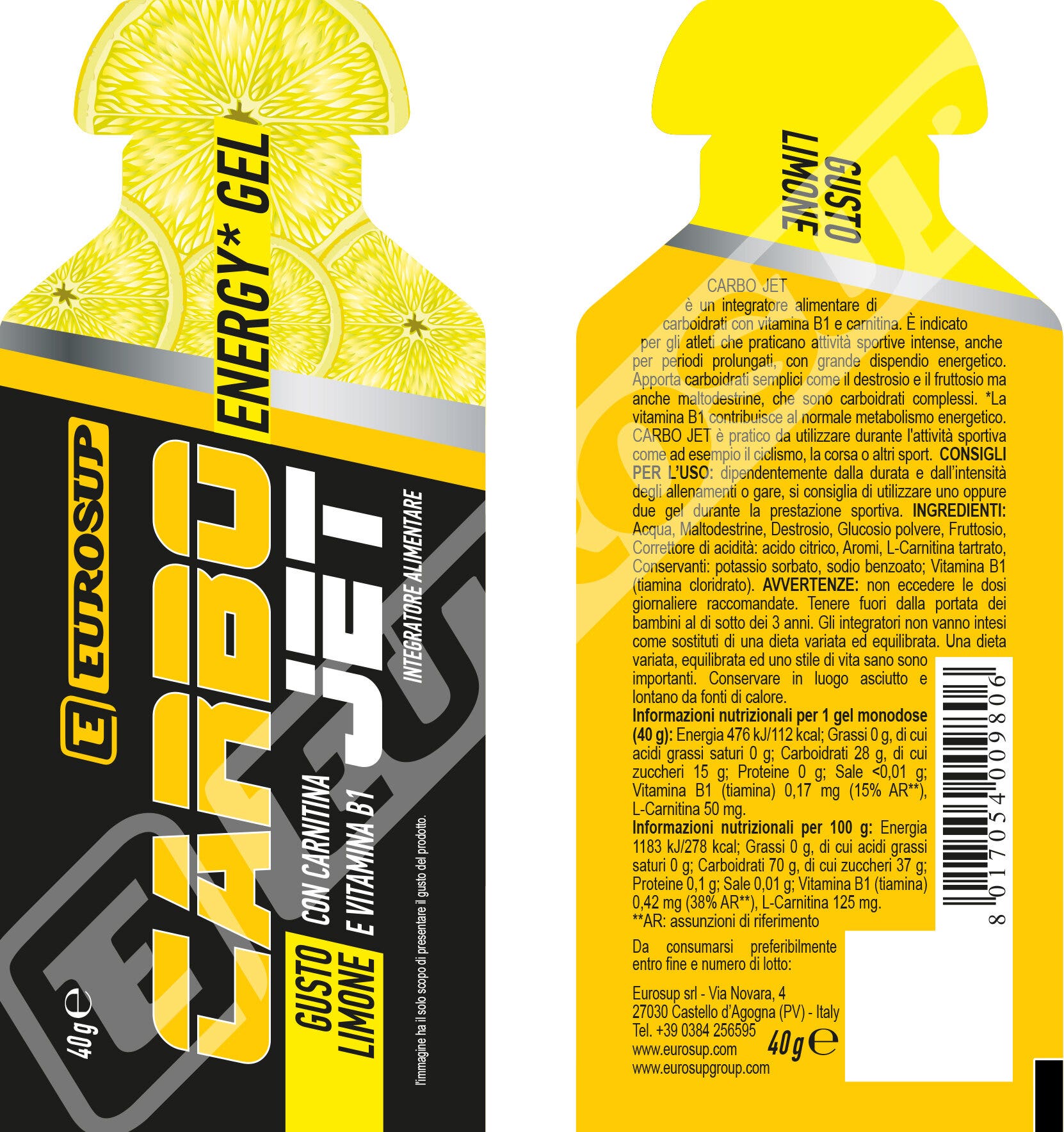 Eurosup Carbo Jet Energy Gel Gusto Limone 40g-2