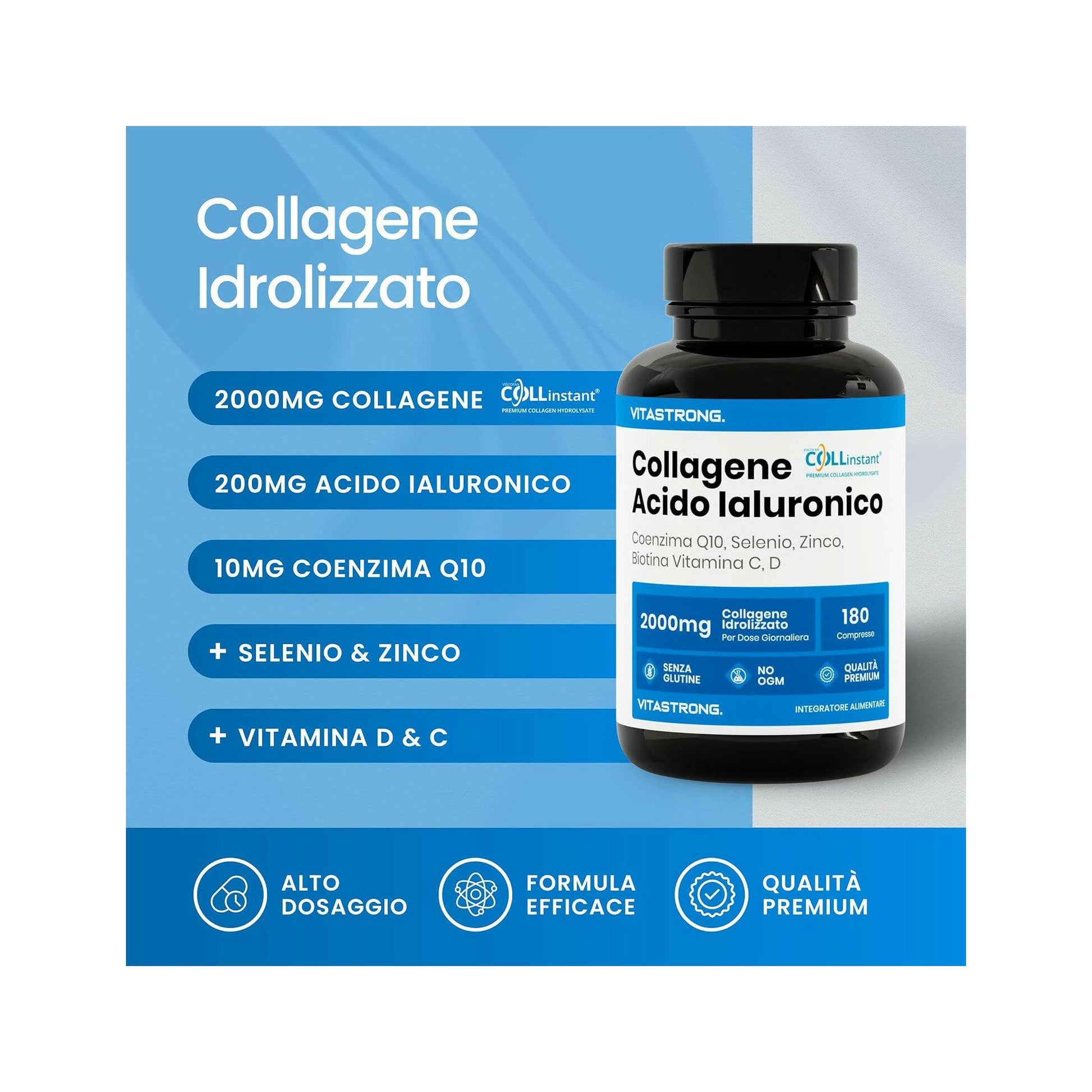 Vitastrong Collagen & HyaluronicAcid 180 Compresse-2