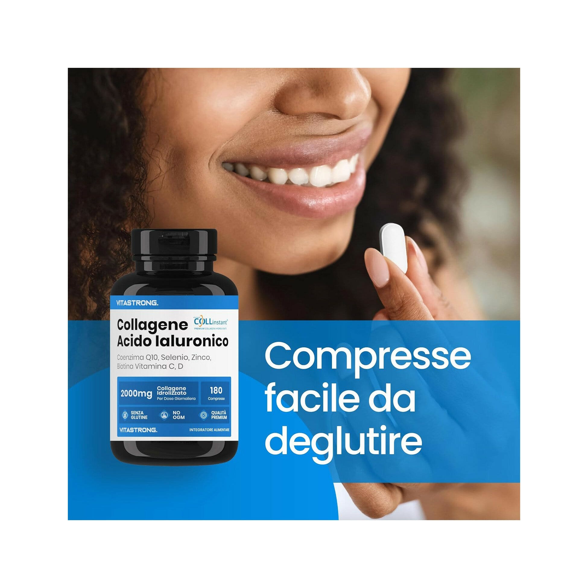 Vitastrong Collagen & HyaluronicAcid 180 Compresse-5
