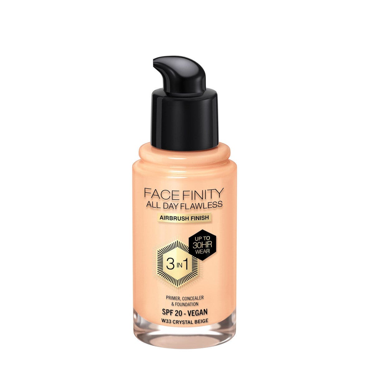 Max Factor Fondotinta Facefinity All Day Flawless 3In1 W33 Crystal Beige 30ml-2