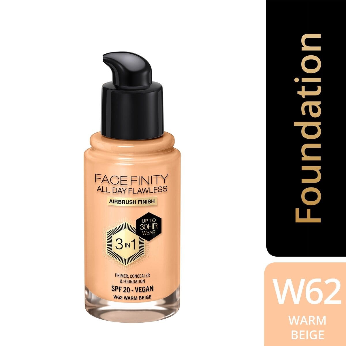 Max Factor Fondotinta Facefinity All Day Flawless 3In1 W62 Warm Beige 30ml-4