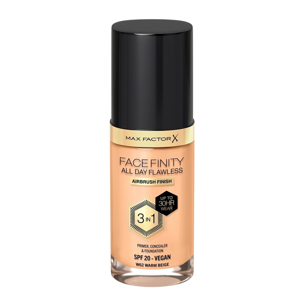 Max Factor Fondotinta Facefinity All Day Flawless 3In1 W62 Warm Beige 30ml-1