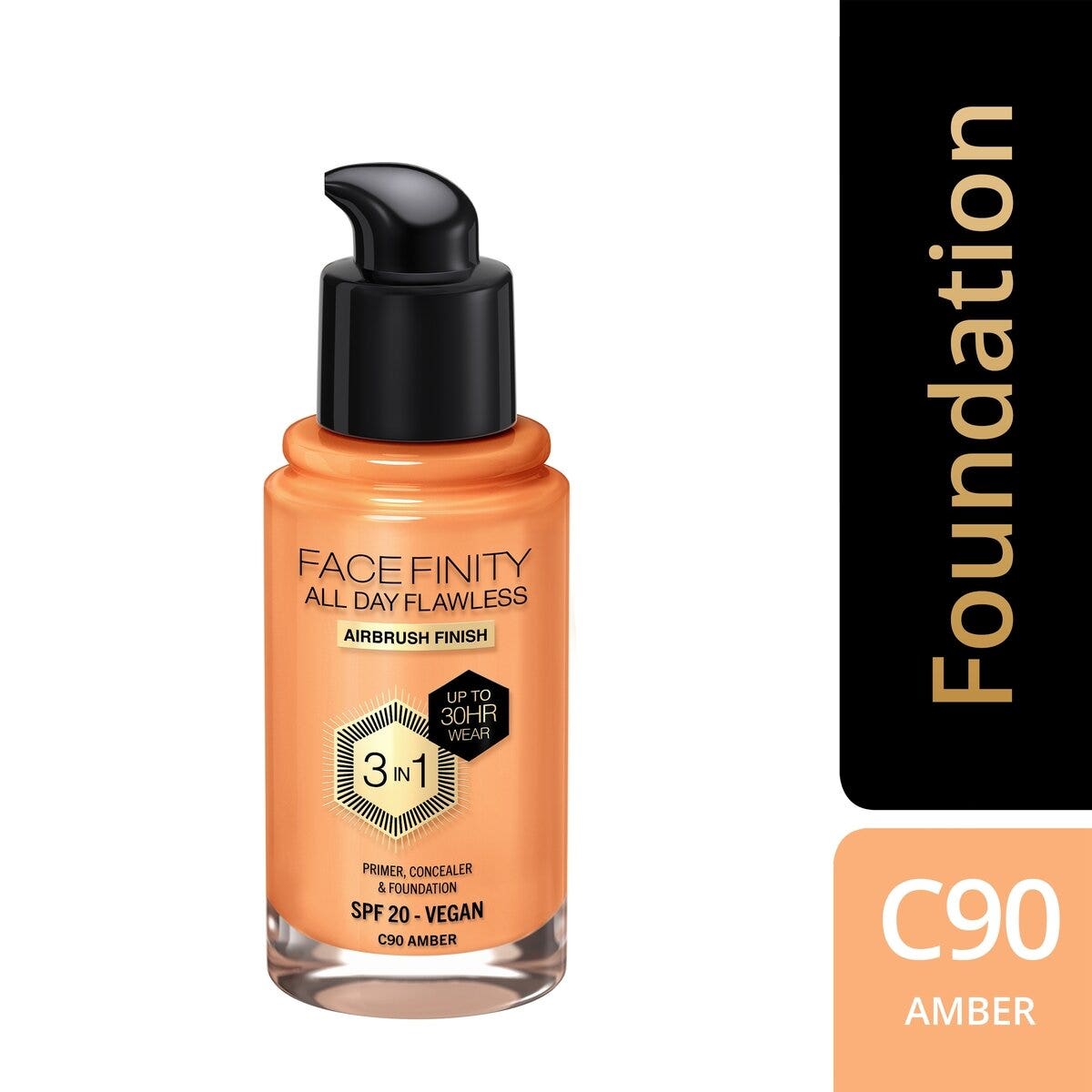 Max Factor Fondotinta Facefinity All Day Flawless 3In1 C90 Amber 30ml-4