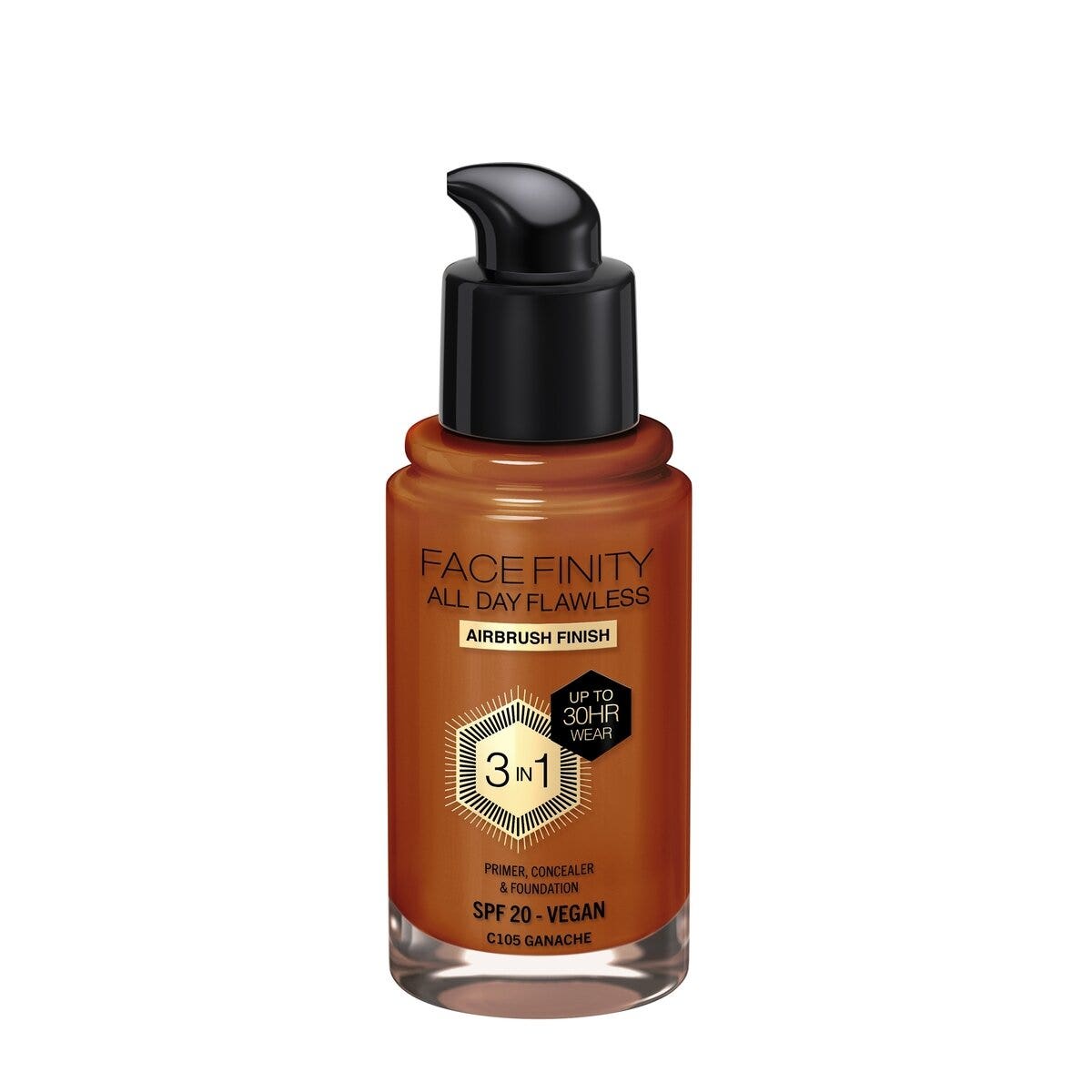 Max Factor Fondotinta Facefinity All Day Flawless 3In1 C105 Ganache 30ml-2