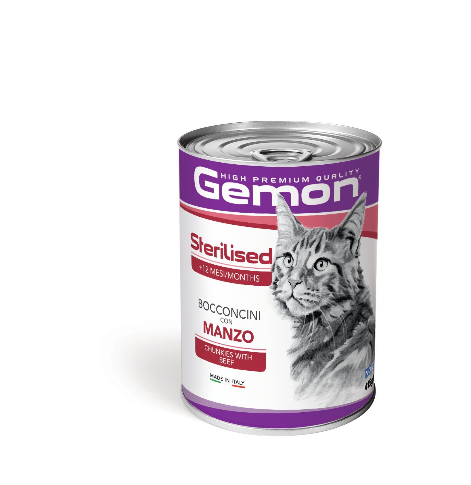 Gemon Sterilised Bocconcini Manzo Cibo Umido Gatti Adulti Barattolo 415 g-3