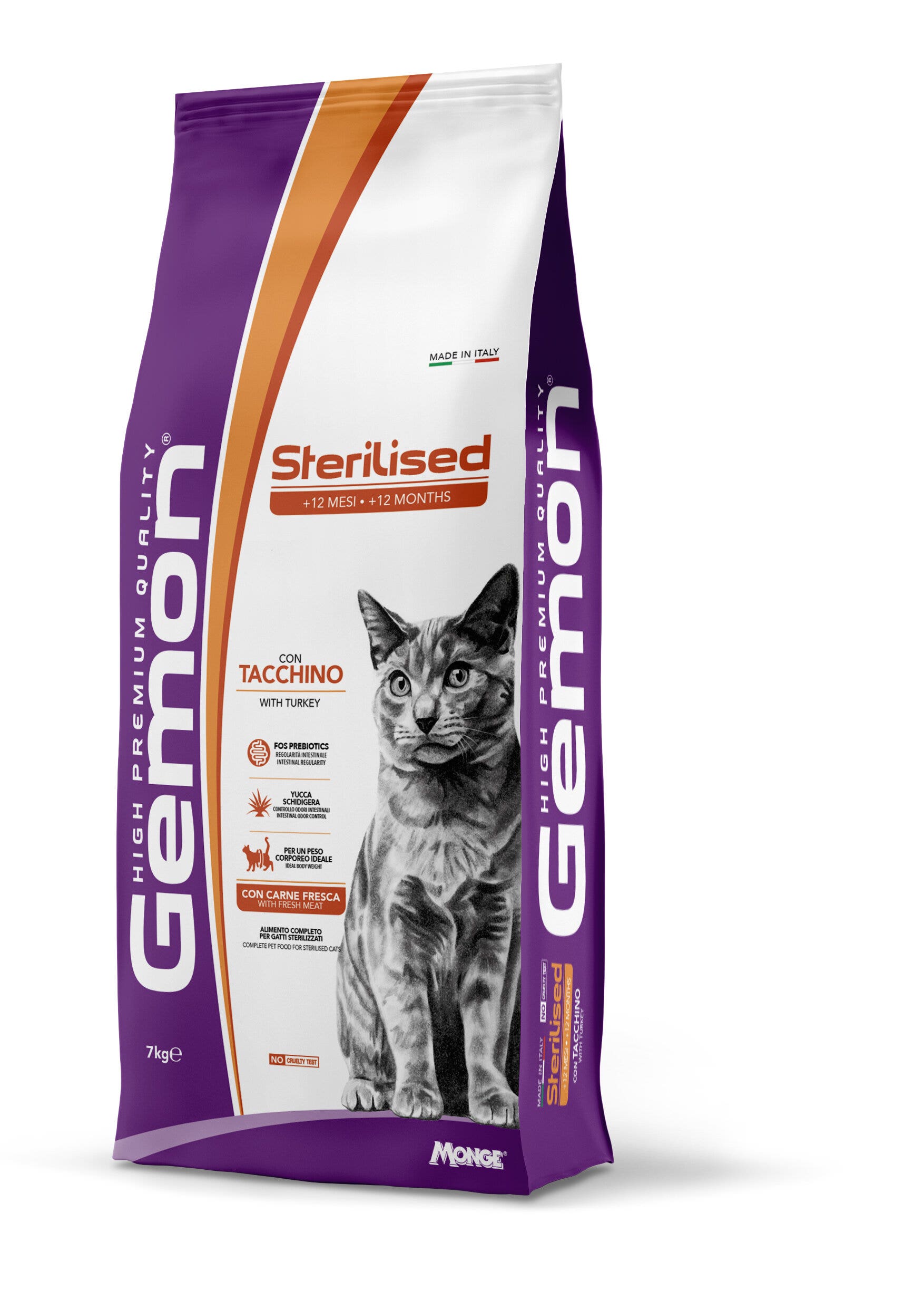Gemon Cat Adult Sterilised Tacchino Cibo Secco Per Gatti Adulti Sterilizzati Sacco 7Kg-2