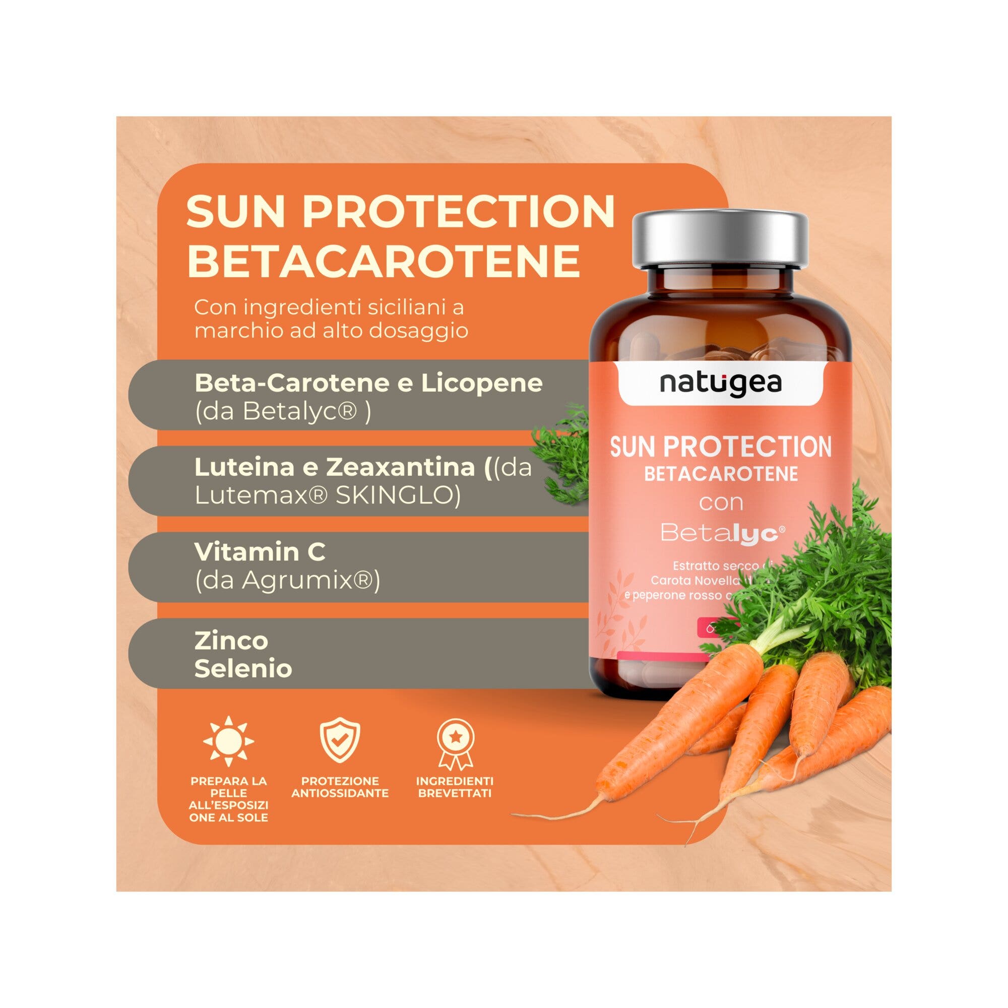 Natugea Sun Protection Betacarotene Accelleratore Abbronzatura 60 Compresse-3
