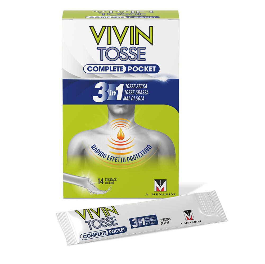 Vivin Tosse Complete 3in1 Pocket Tosse Secca Grassa Mal Di Gola 14 Stickpack-1
